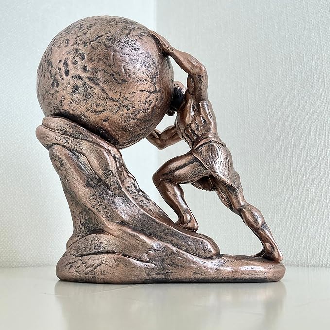 Estatua de Sísifo Bronce Resina 4.5 pulgadas Decoración Oficina miniatura 4