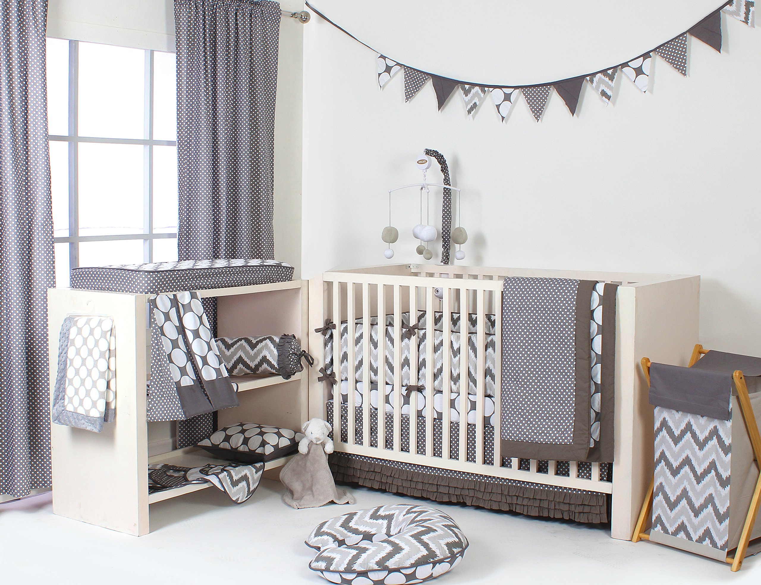 Bacati - Mix N Match Ikat Zigzag/Chevron Nursery Storage (Changing Table Storage Runner, Grey)