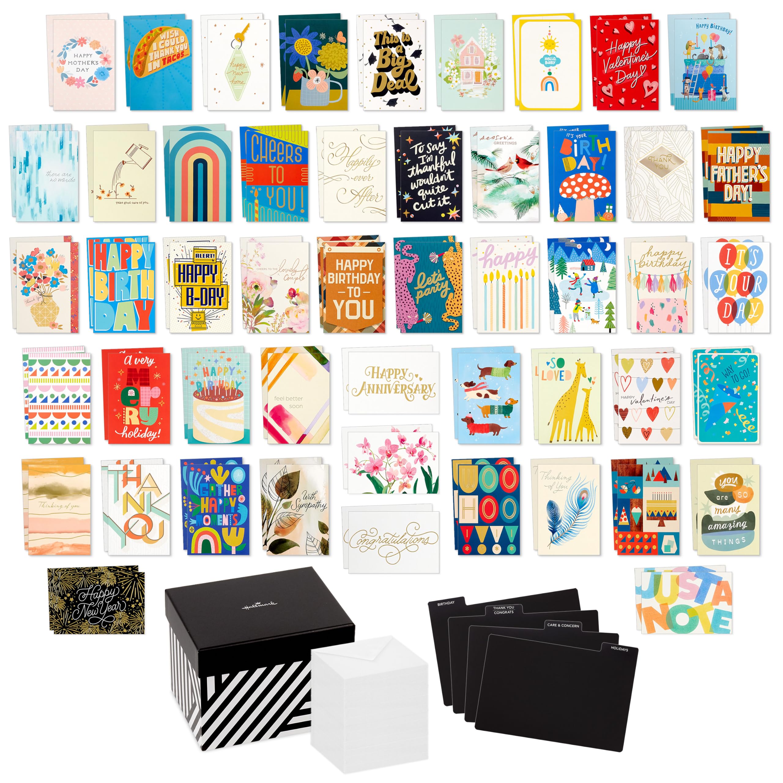 Hallmark Bulk Greeting Card Assortment with Organizer (100 Cards with Envelopes) Birthday Cards, Thank You Cards, Wedding Cards, Sympathy Cards, Holiday Cards, Congrats Cards