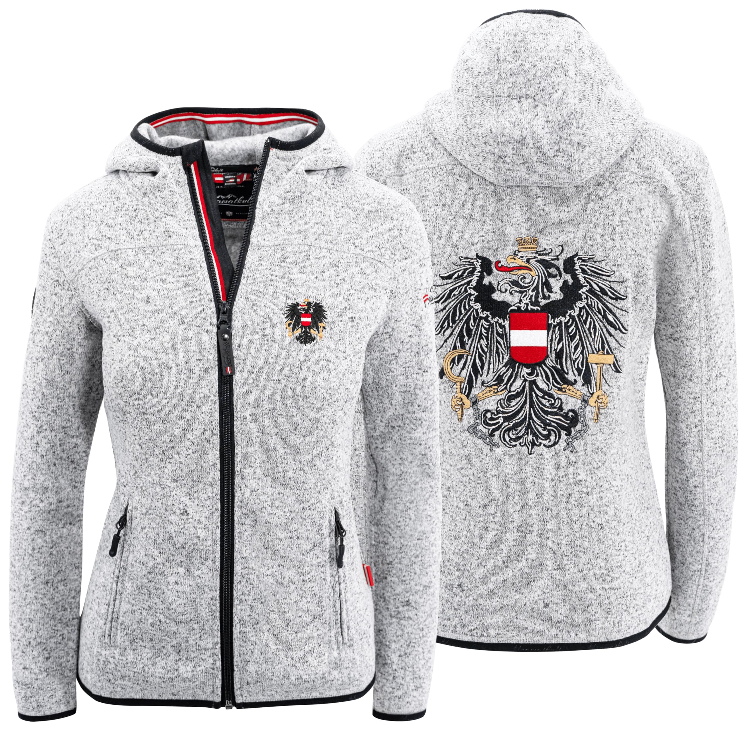 Hoamatkult Österreich Jacke Damen Strickfleece - die KULTJACKE - hochwertiger Stick