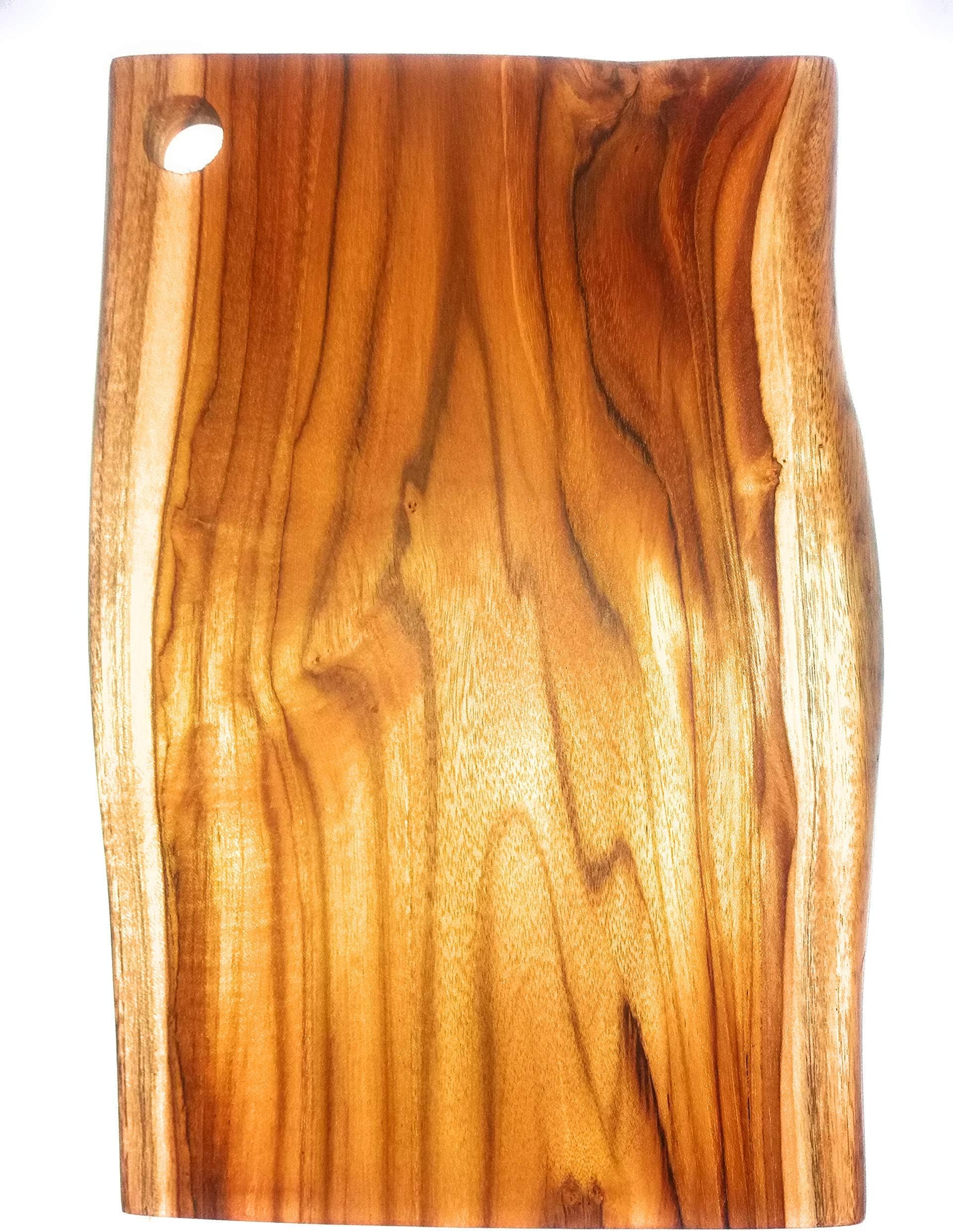 Ecowood Costa Rica Teak Wood Cutting Board For Kitchen. Luxury 1 Single Wood Slab, No Glue, Natural Live Edge. Medium(14.5x9 Inches)