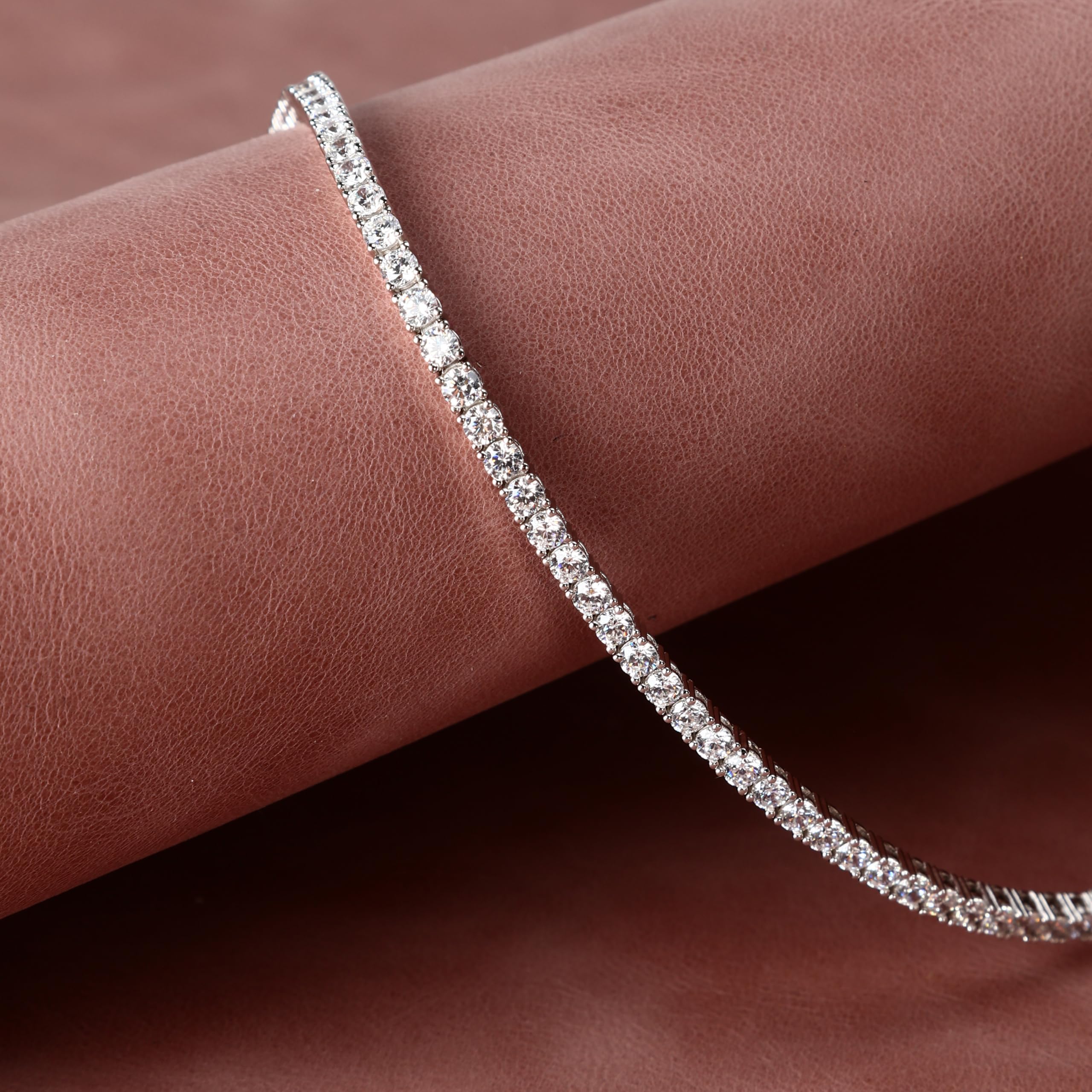 Bluespirit Bracciale da donna, Collezione B-TENNIS, in argento 925 rodiato, zirconi - P.BS.2505000171