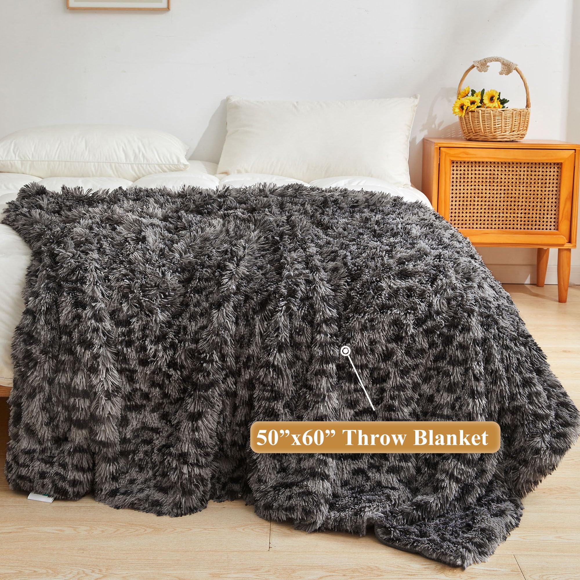 JAUXIO Set di 2 federe decorative lunghe in finta pelliccia