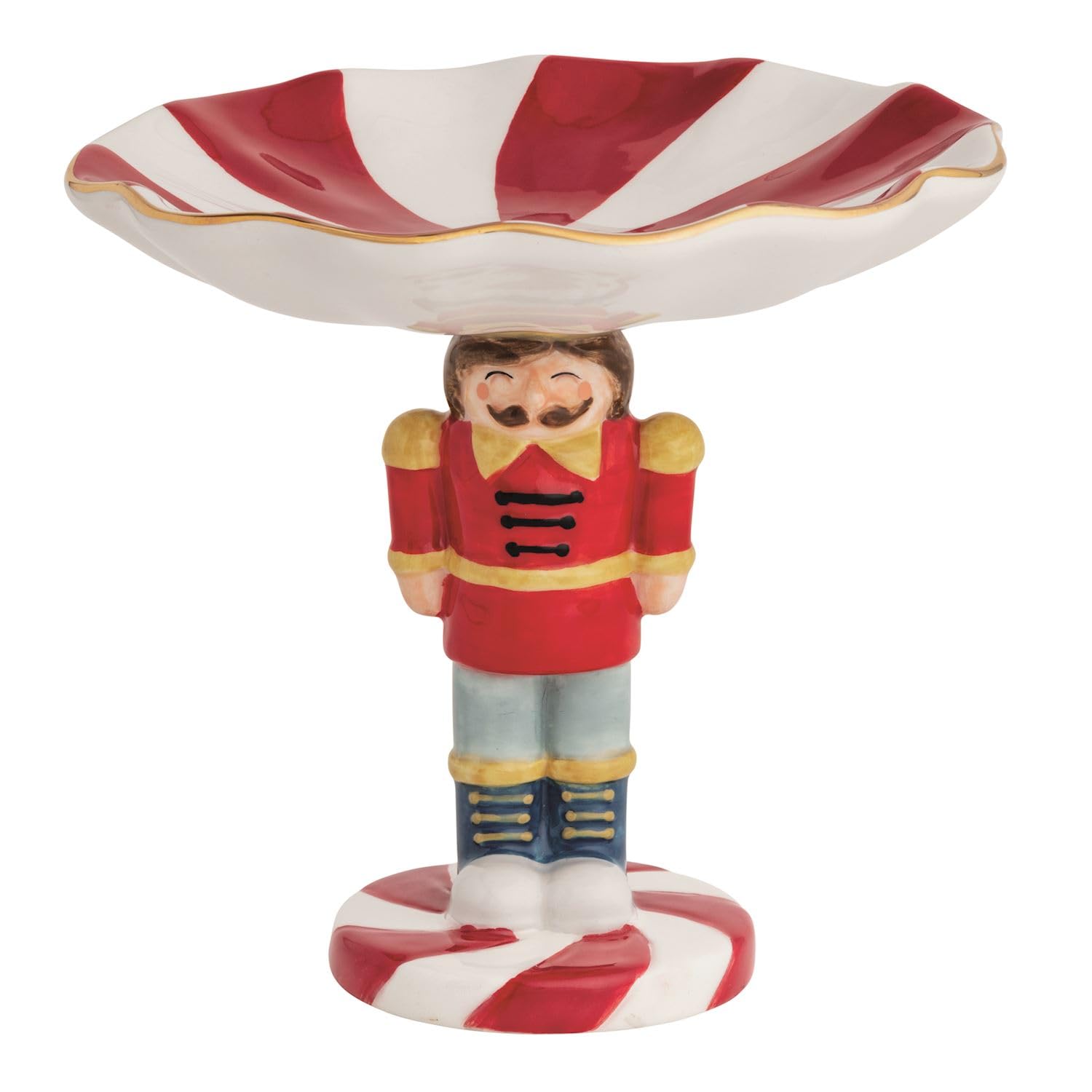 Mud Pie Christmas Nutcracker Pedestal Candy Dish