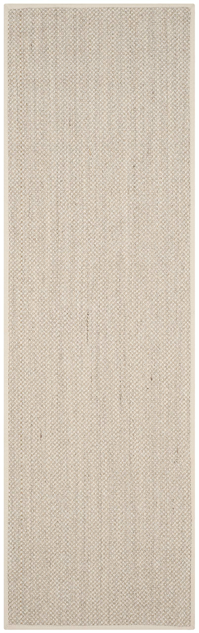 SAFAVIEH Natural Fiber Collection Runner Rug - 2'6" x 18', Marble & Beige, Sisal, Woven Design with Border (NF143C)