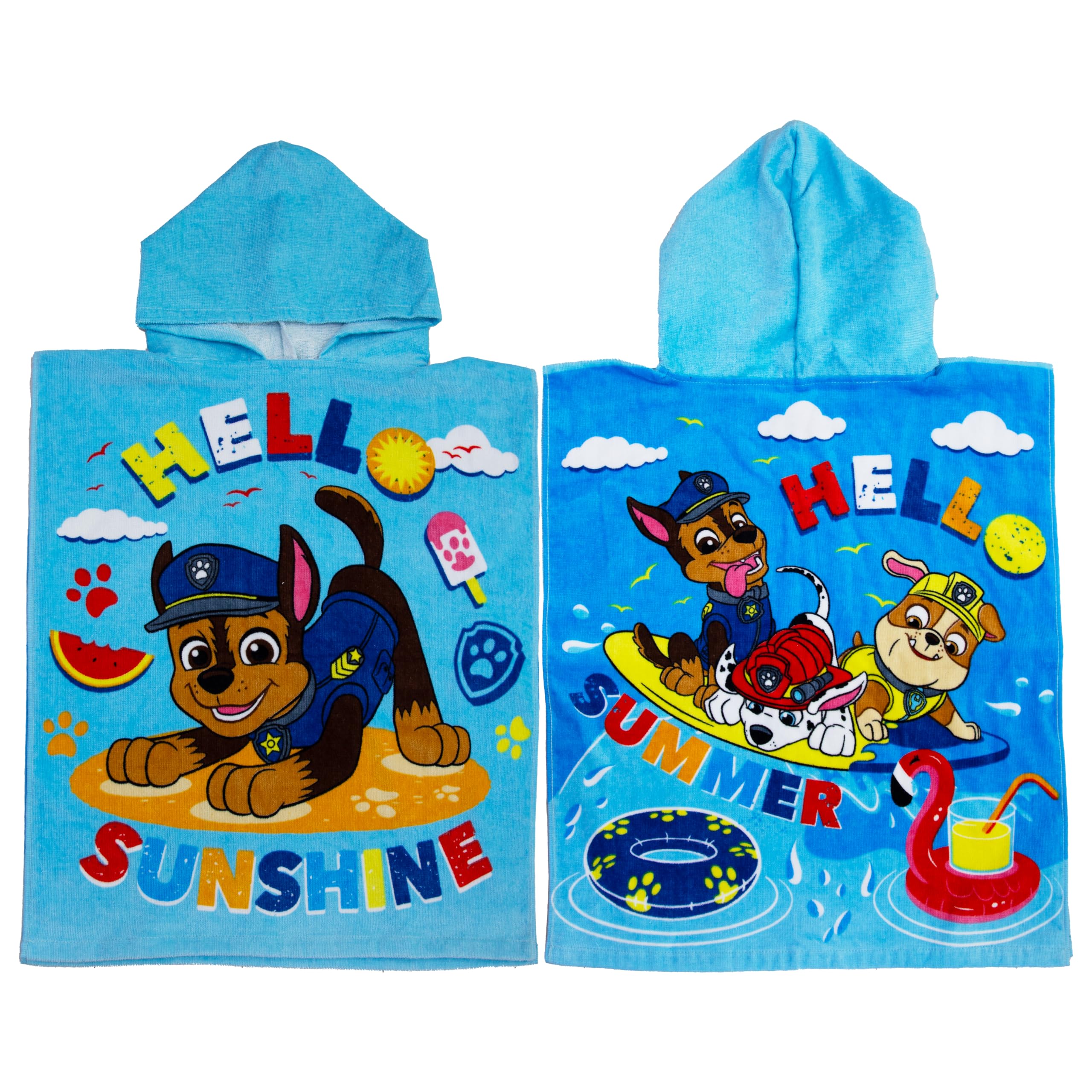 PAW PATROL Character World Official Hooded Towel Poncho | Super Soft Feel, Amazing Summer Design | Swimming Changing Robe Perfect The Home, Bath & Beach, Blue, 115 x 50 cm