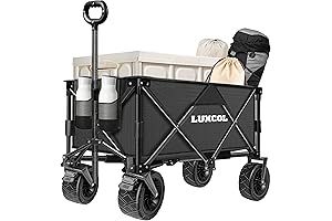 LUXCOL Collapsible Folding Beach Wagon Cart with Giant Wheels