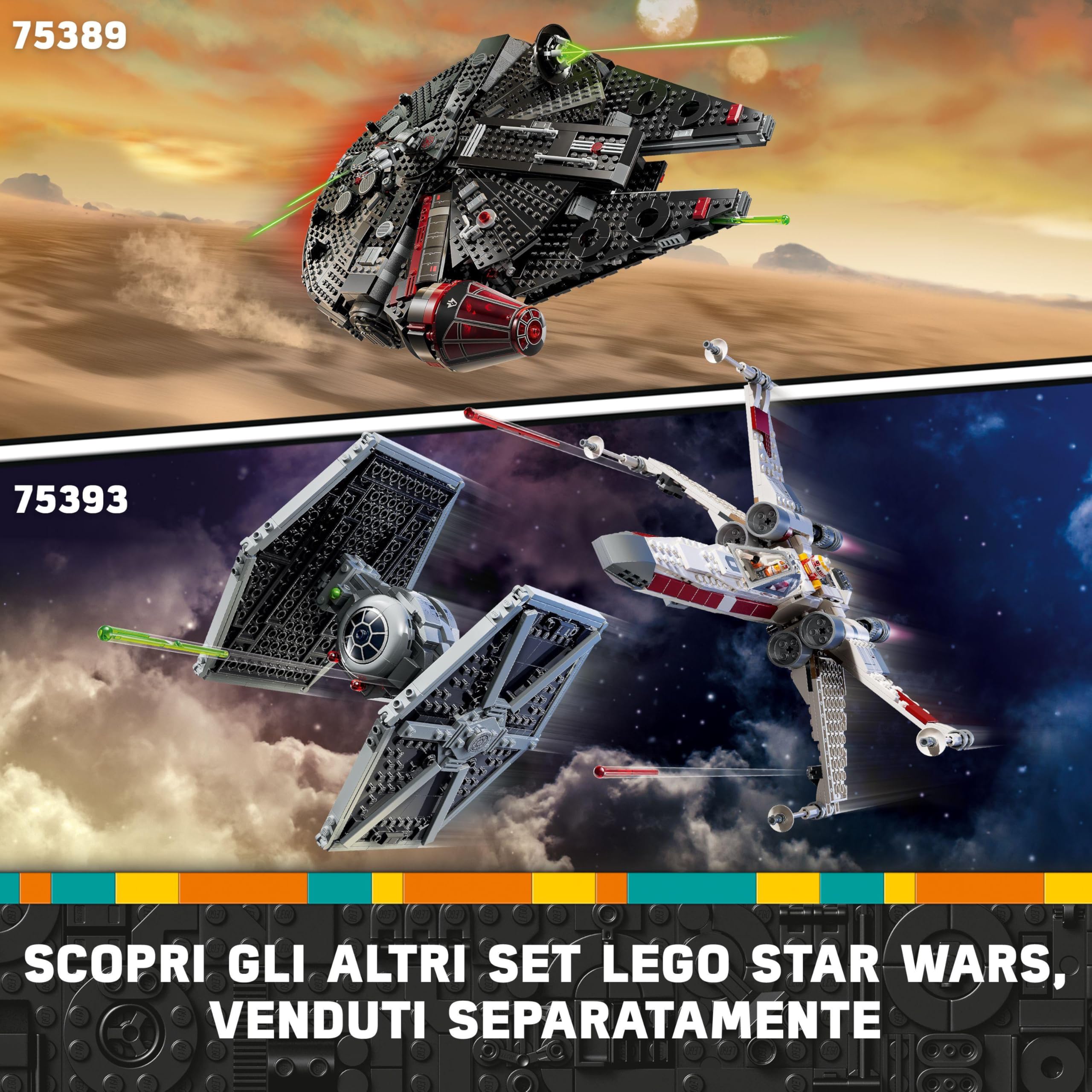 LEGO Star Wars 75389 Dark Falcon - Astronave Giocattolo da Costruire - Set per il Gioco e per l'Esposizione con Shooter, Cannoni e 6 Minifigure Incluso C-3PO - Regalo per Bambini e Fan da 10 Anni