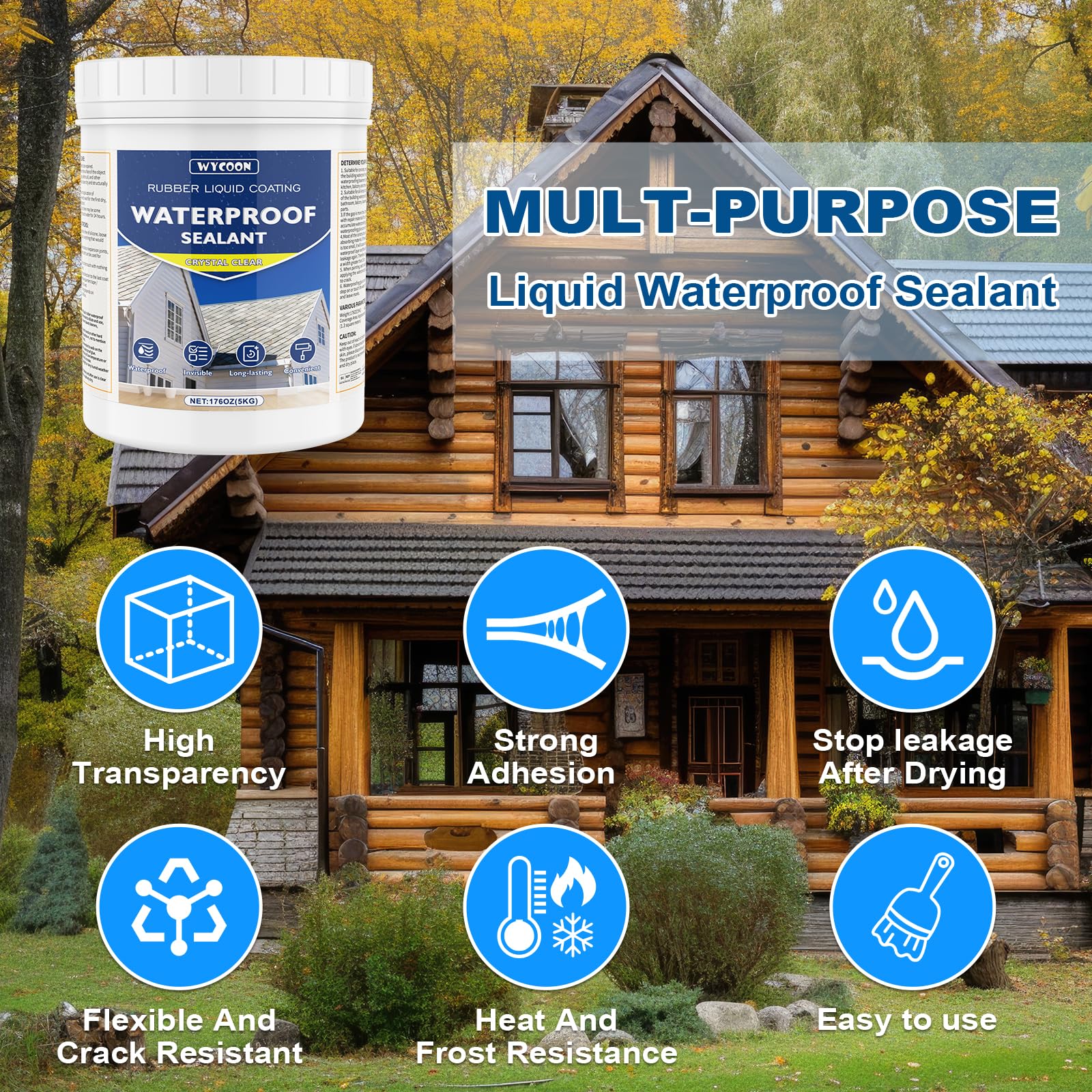 LiquiÉtanchéité Transparent 5KG | Agent Anti-Fuite Imperméable Intérieur/Extérieur | Réparation Fuites Salle de Bain, Toiture, Carrelage | Membrane Waterstop Incolore à Base d'Eau