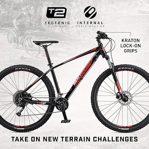 Miniatura 2 de Mongoose Tyax Comp Sport y Expert - Bicicleta de montaña para adultos ruedas 275-29 pulgadas cuadro de aluminio Tectonic T2 Hardtail rígido frenos