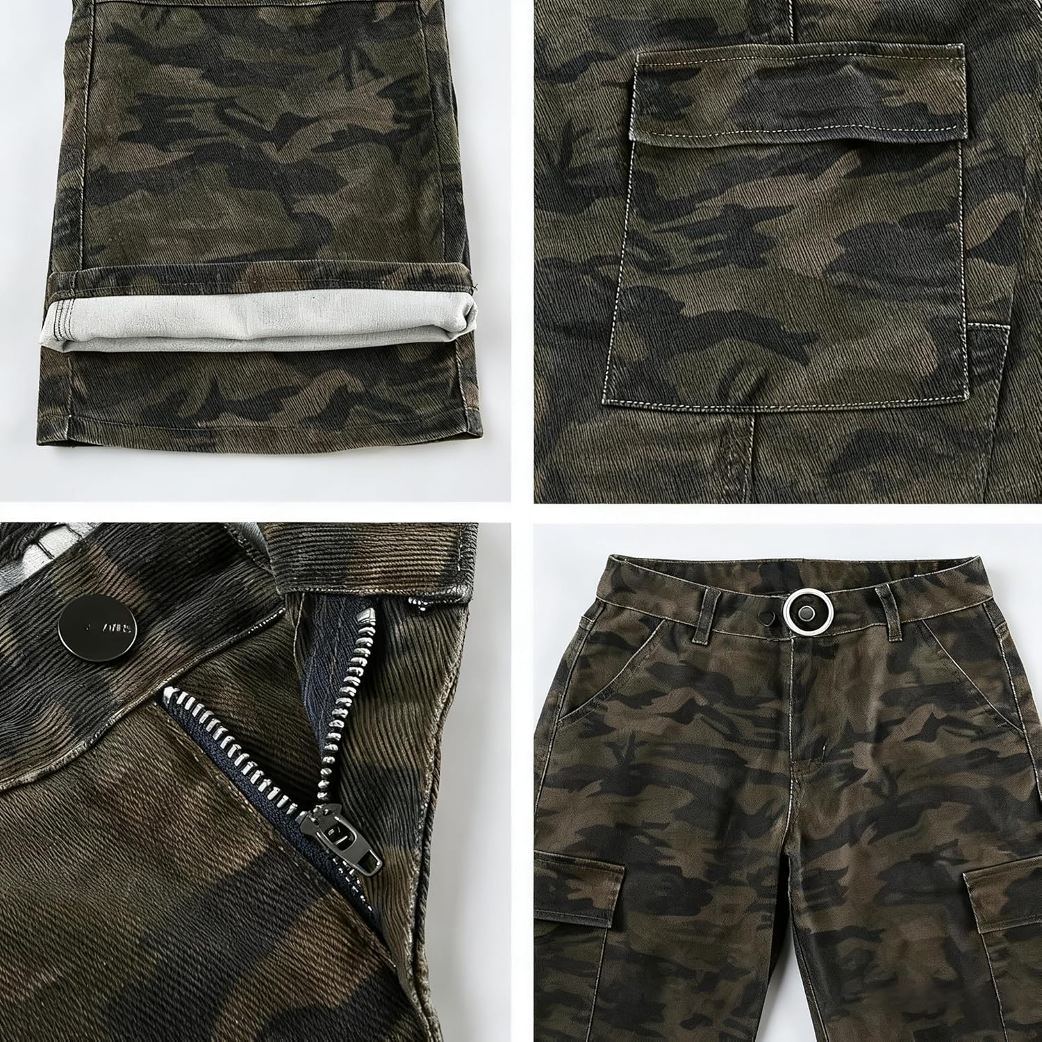 Women's Tactical Camo Cargo Baggy Pants High Waist Camouflage Print Stretchy Wide Leg Pants with 4 Pockets - Image 5