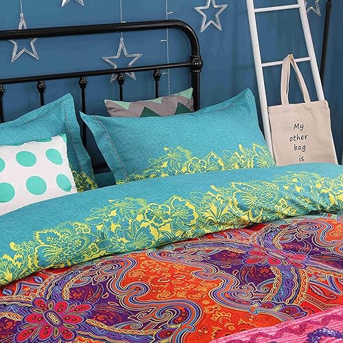 Miniatura 9 de Juego de ropa de cama de estilo bohemio, juego de funda de edredón bohemio, juego de cama de 3 piezas (tamaño matrimonial)