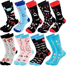 9 Pairs Doctor Day Nurses Week Appreciation Gift Nurse Novelty Cotton Socks Bulk for Men Women Dental Medical Assistant Worker