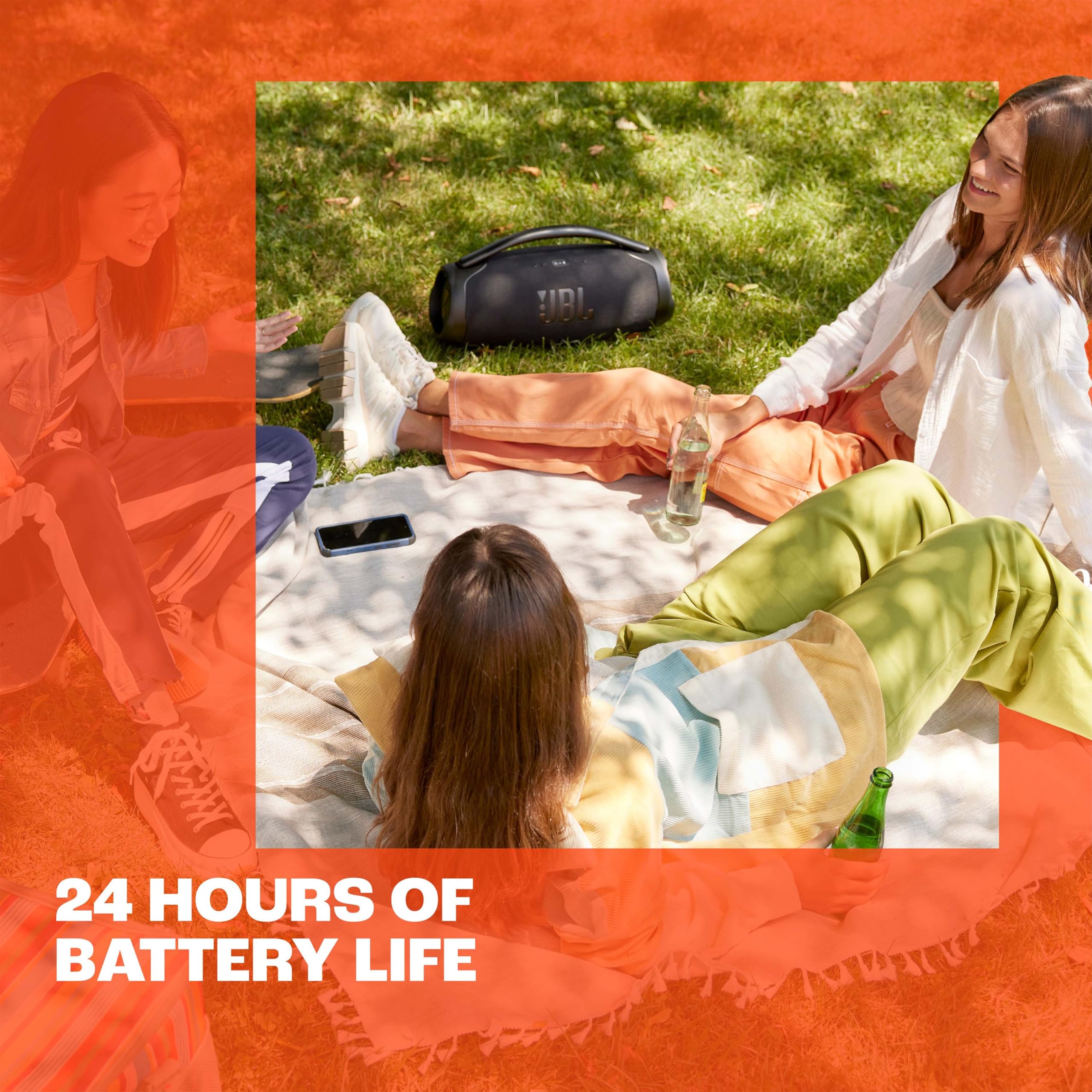 JBL Boombox 3 Wi-Fi Speaker Wireless, Cassa Altoparlante Portatile con Bassi Profondi, Bluetooth e Wi-Fi Integrato, Impermeabile IP67, App JBL One, 3D Dolby Atmos, fino a 24 Ore di Autonomia, Nero