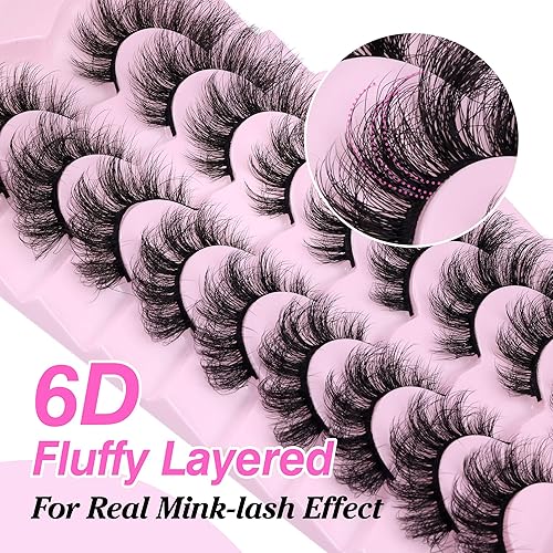 Miniatura 5 de Yawamica Black - Pestañas postizas esponjosas y esponjosas de visón de 0.631 pulgadas, pestañas naturales de volumen completo, pestañas de ojo de