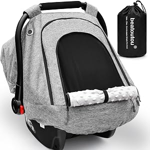 Beatoutou Baby Car Seat Cover for Boys & Girls, Waterproof & Windproof, Gray