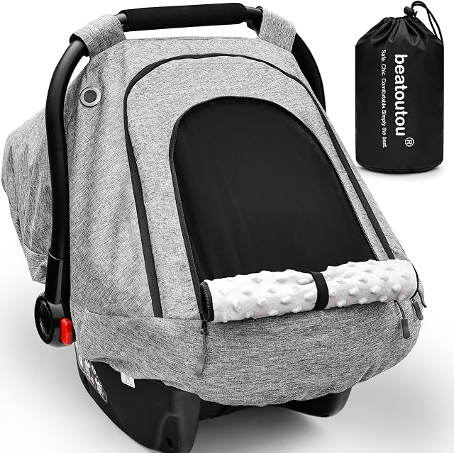 Beatoutou Baby Car Seat Cover for Boys & Girls, Waterproof & Windproof, Gray
