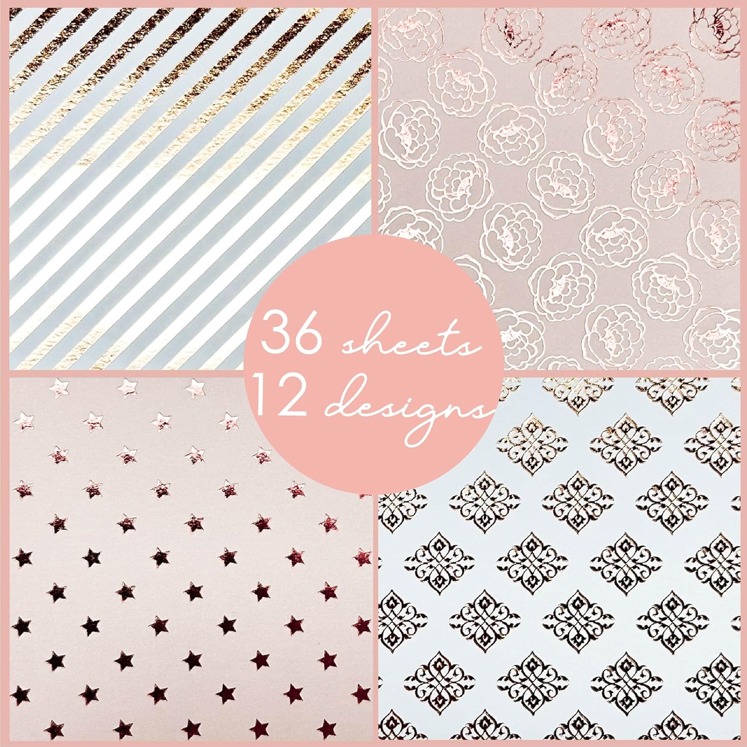 36 Sheets 12x12 Rose Gold Cardstock Scrapbook Decorative Paper for Card Making Journaling Origami Scrapbook Paper Scrapbooking Supplies