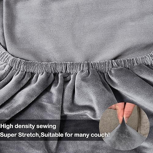 Miniatura 4 de Rosnek Fundas de cojín elásticas para cojín de sofá individual, de terciopelo suave en forma de U, fundas de sofá modulares para reemplazar cojines