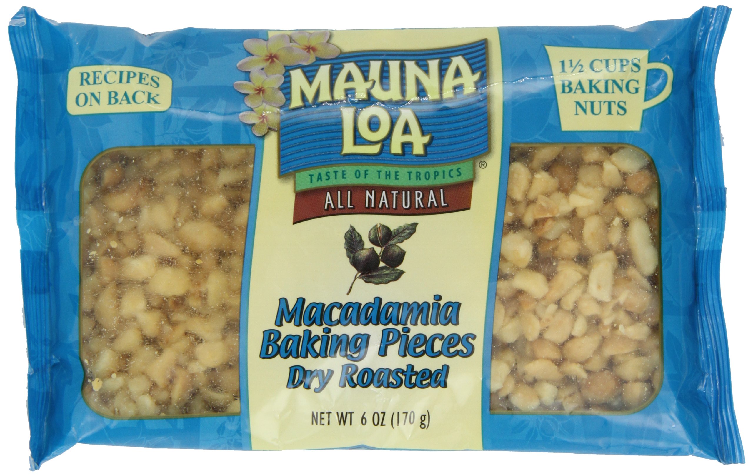 Mauna LoaMacadamia Baking Pieces, Dry Roasted, 6-Ounce Bags (Pack of 4)