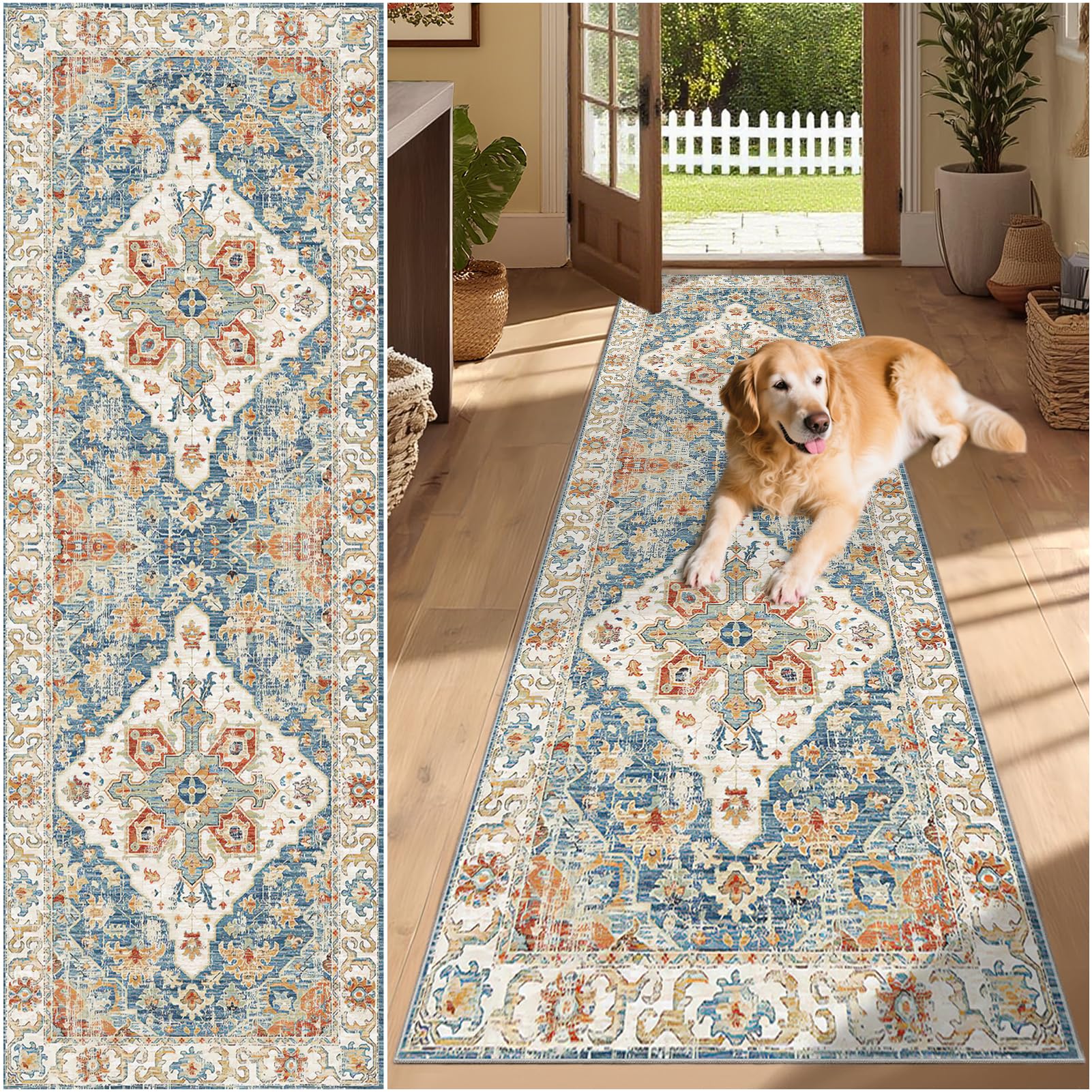 Alfombra larga para pasillo lavable y antideslizante de 70x220 cm para cocina y entrada