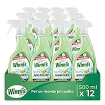 Winni’s – Detergente Spray Multiuso Ipoallergenico, Azione Pulente su Vetri, Specchi e Superfici Lavabili, Senza Risciacquo, con Materie Prime di Origine Vegetale, 500 ml x 12 Confezioni