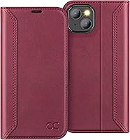 Vista 23 de OCASE Funda tipo cartera compatible con iPhone 13, de piel sintética con tapa tipo folio, con tarjetero, bloqueo RFID, soporte