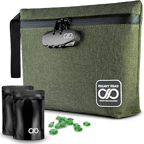 HELMET HEAD Bolsa a prueba de olores con cerradura, bolsa duradera de 11 x 7.5 pulgadas viene con bolsas extra a prueba de olores, estas bolsas a