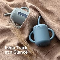 Vista 3 de SAMiGO Silicone Sippy Cup, Baby Straw Cup for 6 12 18 Months, Sippy Cup with Straw for Toddlers 1-3 Years, Baby Water Cup for Drinking and Training