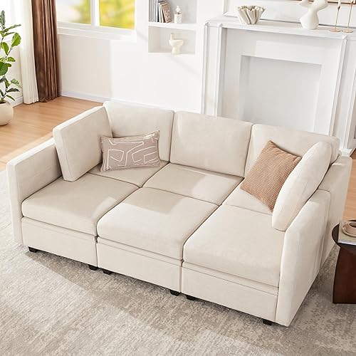 Miniatura 29 de Sofá cama modular seccional, sofá cama reversible, sofá cama modular de 6 asientos con almacenamiento y diván, sofás para sala de estar, gris claro