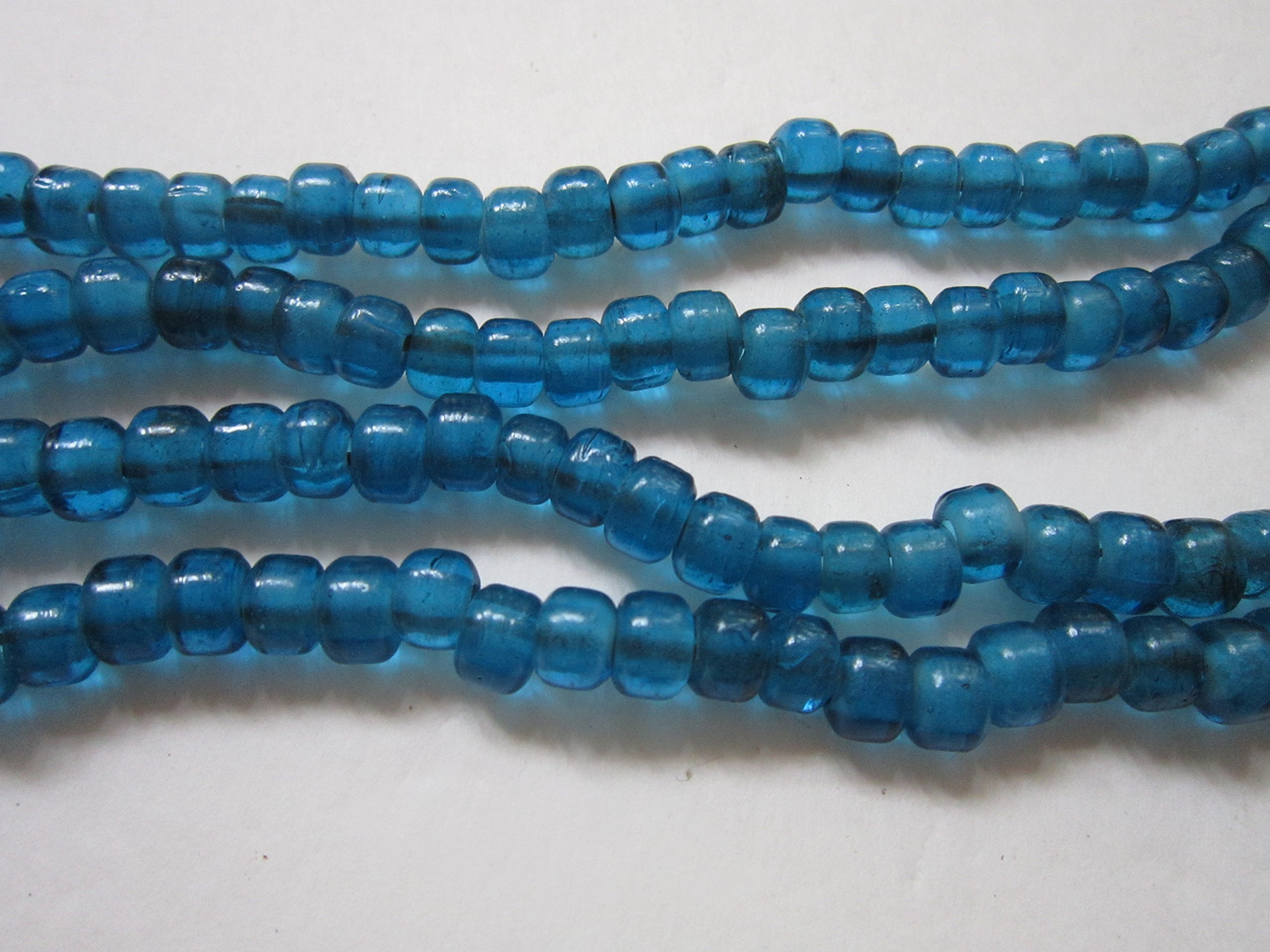 Light Blue Translucent Glass Crow Pony Beads Jewelry Craft Bead Necklace 100 pcs 9 x 6MM