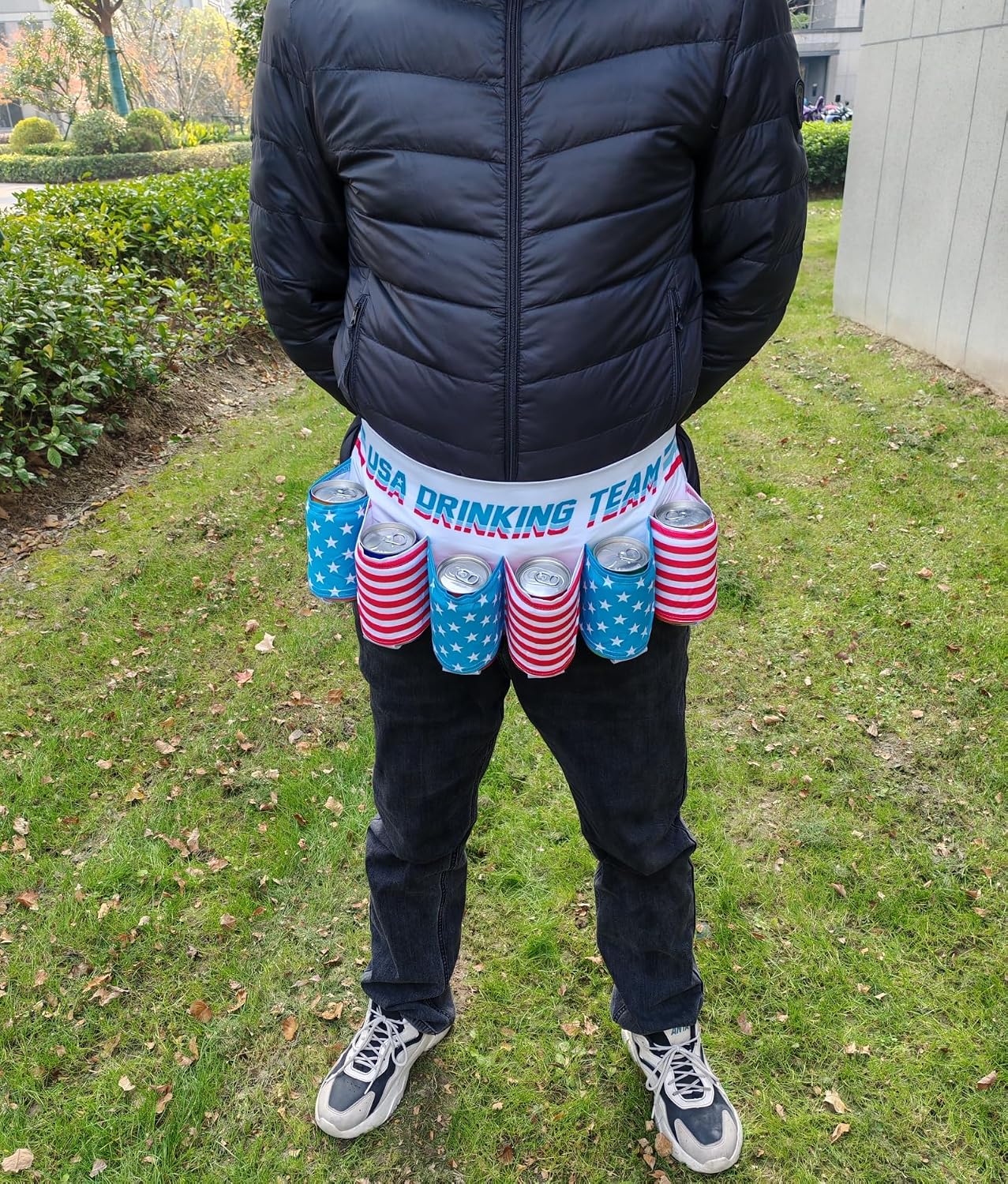 Beer Belt,Fourth of July American Patriotic Beer Gift for Men,6 Pack Unisex Beer Holster,Beverage Beer Soda Bottle Belt Holder,Beer Accessories for White Elephant Party Festival (Style 8)