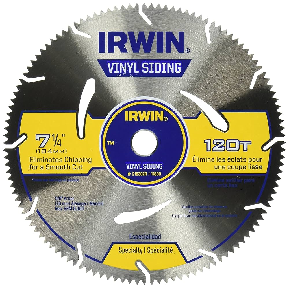 IRWIN Tools MARATHON Vinyl Siding Circular Saw Blade, 7 1/4