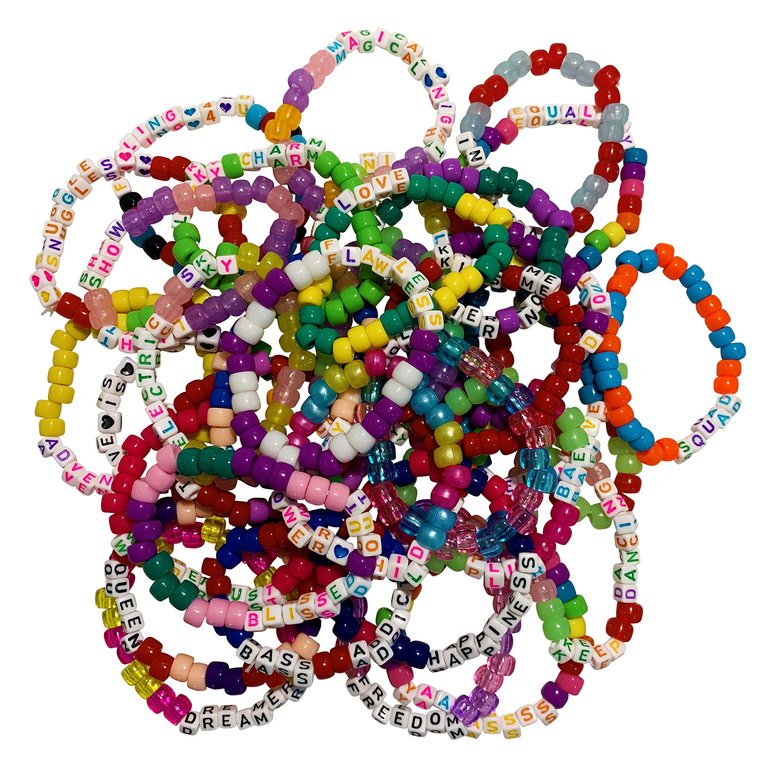 KANDI BAR Variety Pack | 2024 Edition | EDM Life, Good Vibes, and Party Hard All-in-One | Wear and Trade Handmade PLUR Music Festival Accessories | Different Phrases Every Time