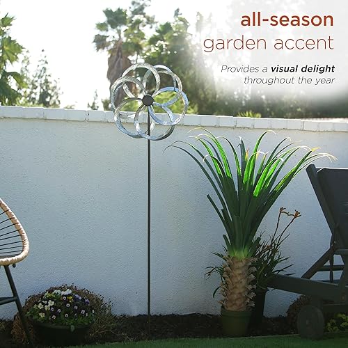 Miniatura 6 de Alpine Corporation 59" de alto metal al aire libre viento Spinner jardín estaca patio decoración