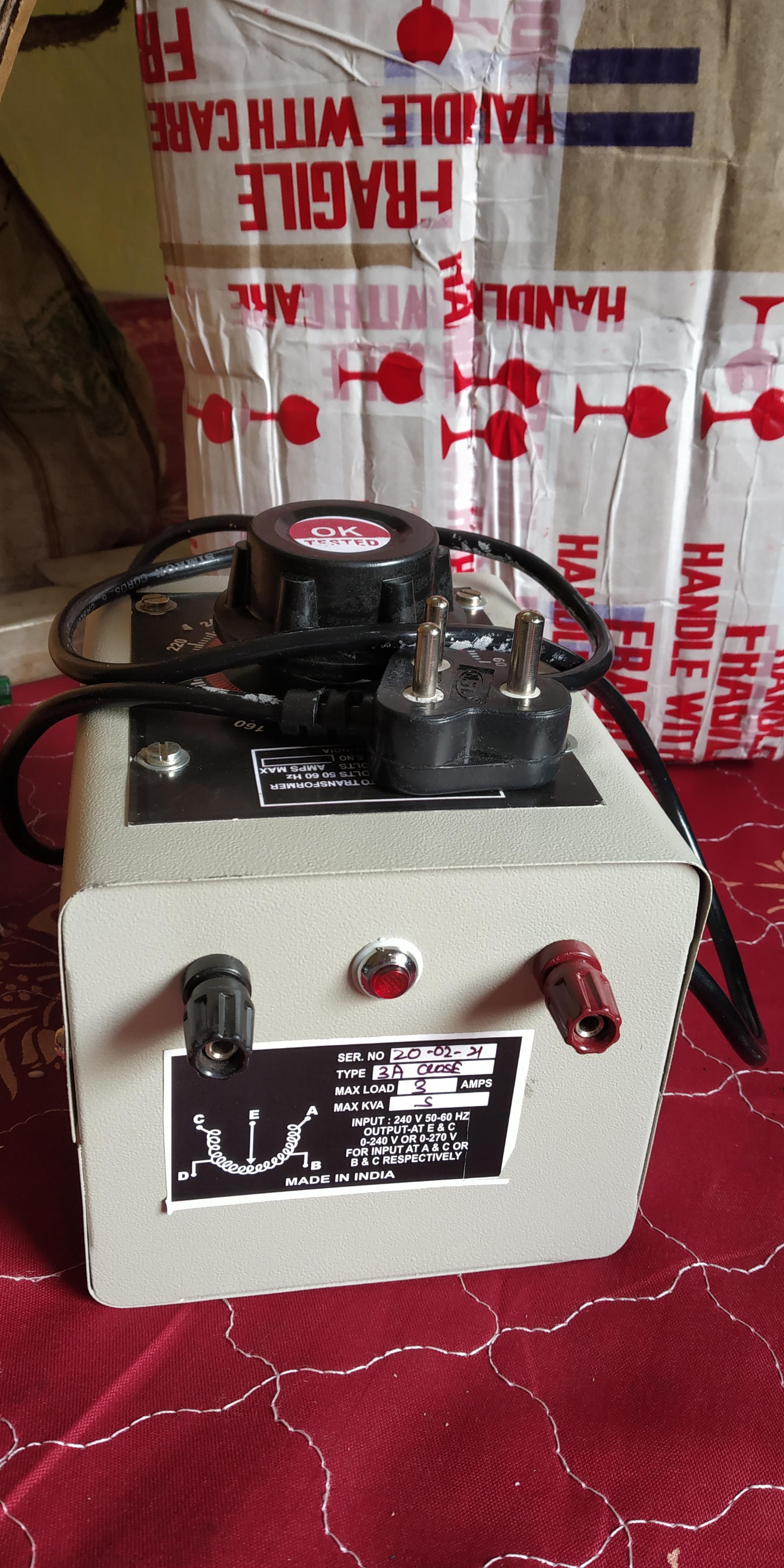 DENKO Variac/Dimmerstat/Auto transformer Single Phase 0270V 3 Ampere