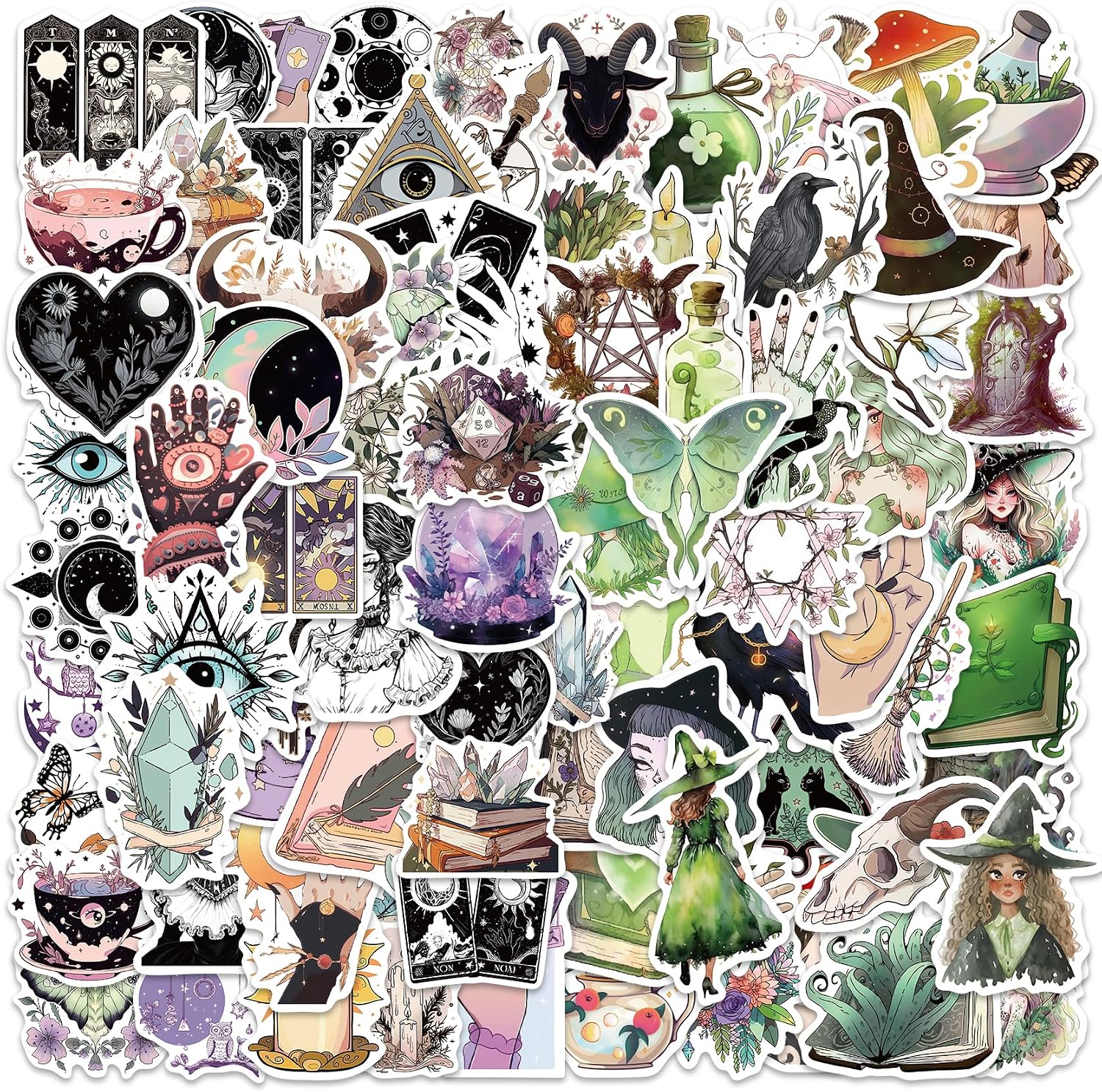 Amazon.com: Hysoiree 100pcs Witchy Stickers Cute Magic Witch Stickers ...