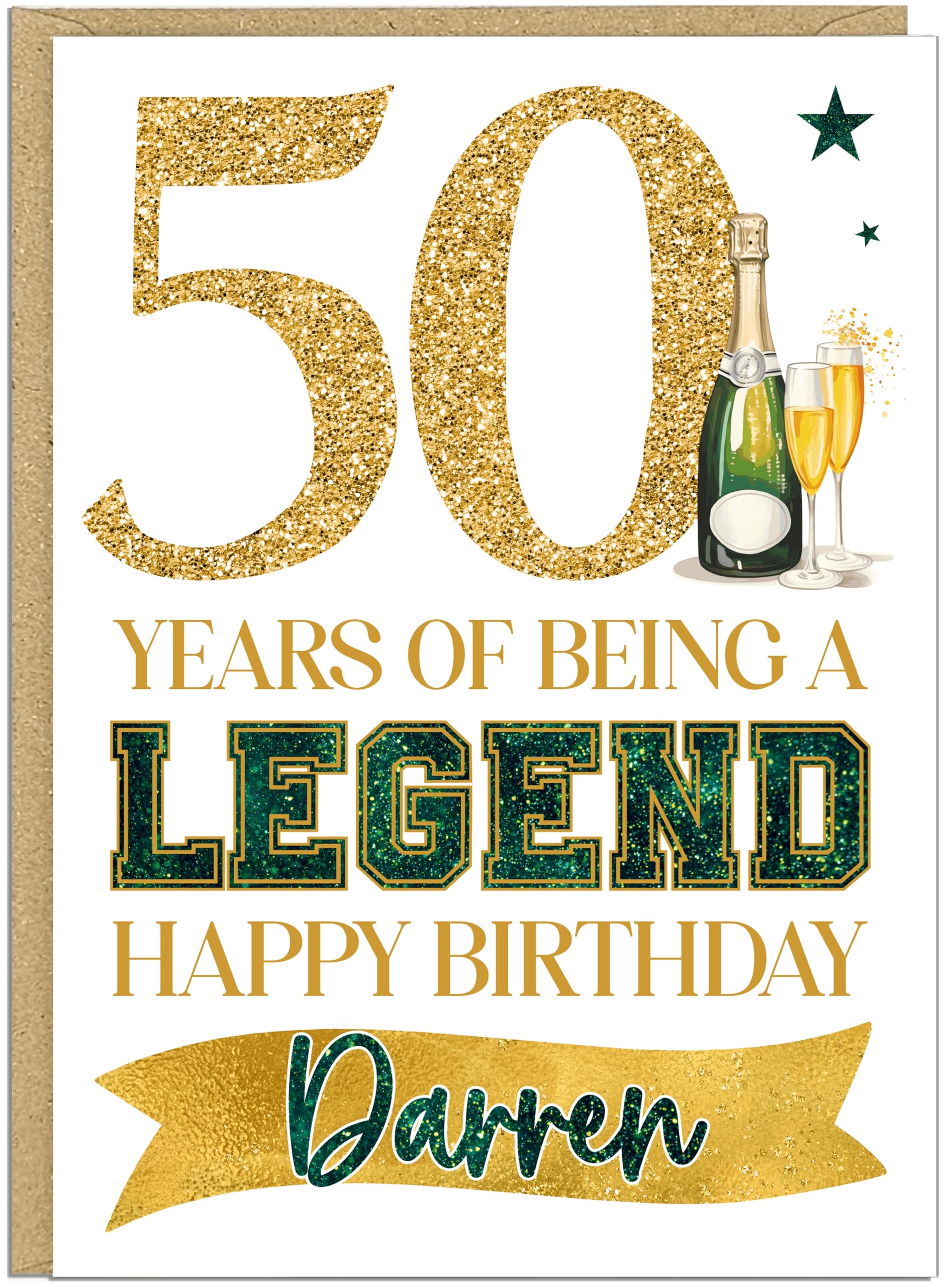 30th 40th 50th 60th 70th 80th 90th Fun Birthday Card for Men - Personalised Years of Being a Legend Happy Birthday Card Custom Name on Banner Milestone Birthday Card (50)