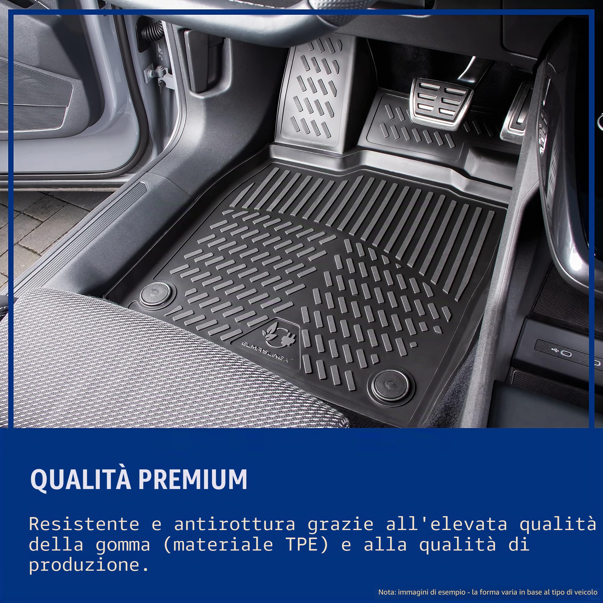 ELMASLINE 3D Tappetini Gomma per Renault CAPTUR 2020-2026 | Bordo Extra Alto | Tappetini Auto