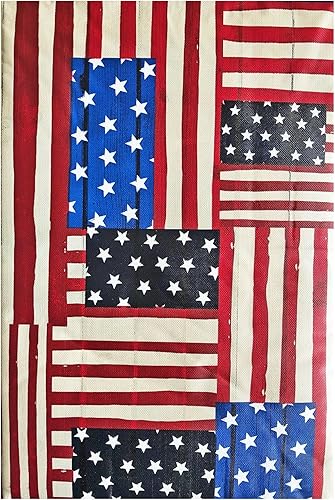 Miniatura 2 de Newbridge Mantel redondo de vinilo para el 4 de julio con reverso de franela, 70 pulgadas, collage de bandera estadounidense, cubierta de vinilo