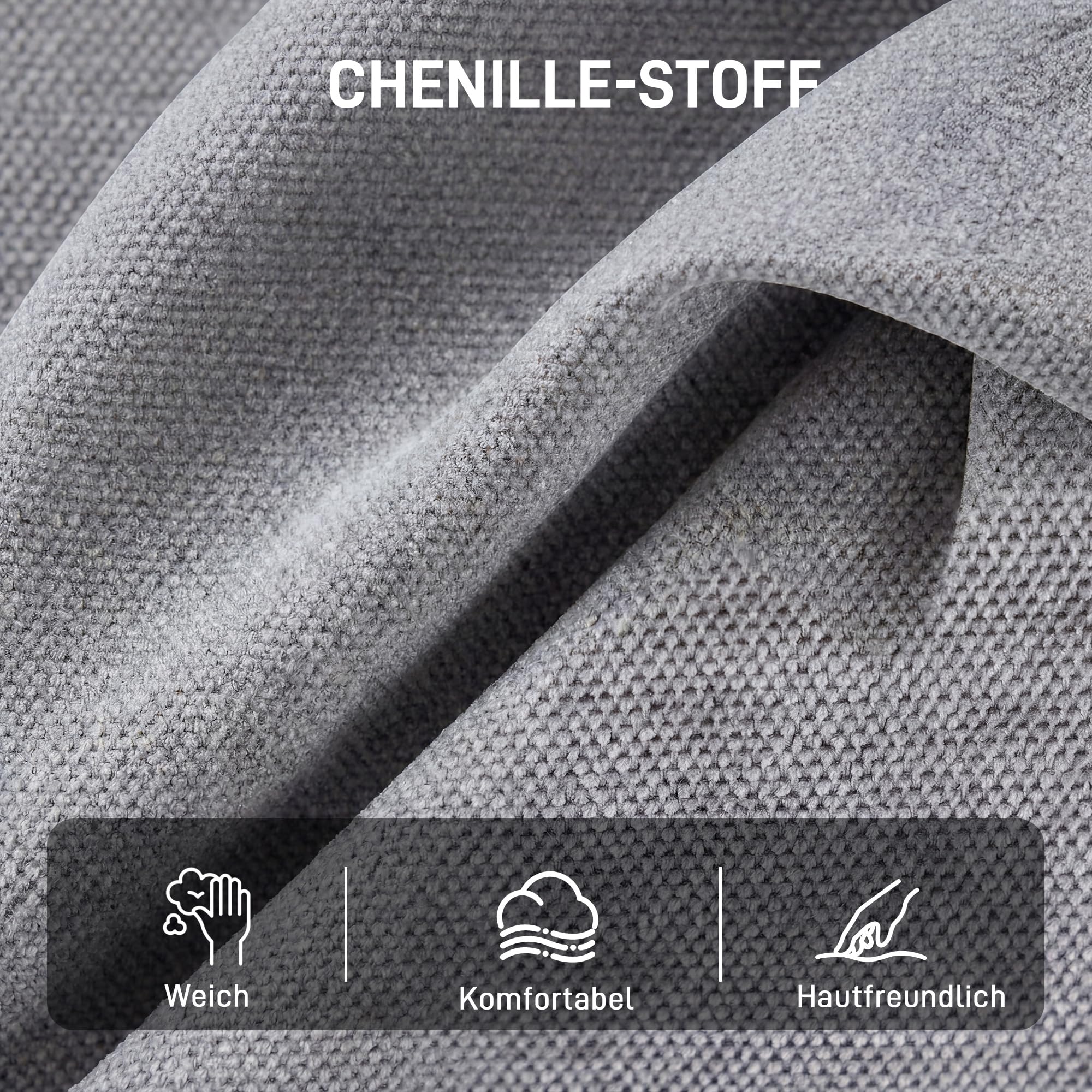 HOMCOM Sessel 360° Drehbarer Loungesessel mit Chenille-Optik, Breiter Sitzfläche, Schneidersitz Polsterstuhl mit Metallbeinen, Gepolstert Relaxsessel Lesesessel für Wohnzimmer, Schlafzimmer, Hellgrau