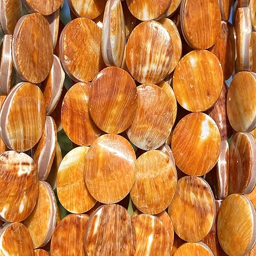 Miniatura 5 de ABCGEMS - Cuentas de concha de ostra espinosa naranja Sea of Cortez de México (origen ético, producción de lotes pequeños) pulidas a mano para un