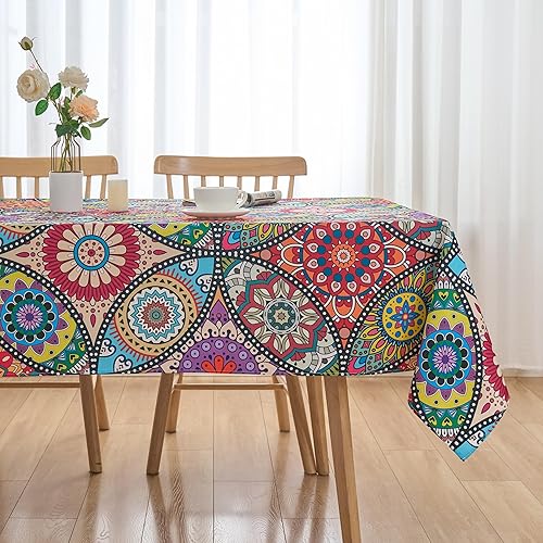 Miniatura 10 de Mantel rectangular de Navidad a cuadros  60 x 84 pulgadas, oblongo naranja y negro a cuadros para Acción de Gracias, otoño e invierno, repelente al