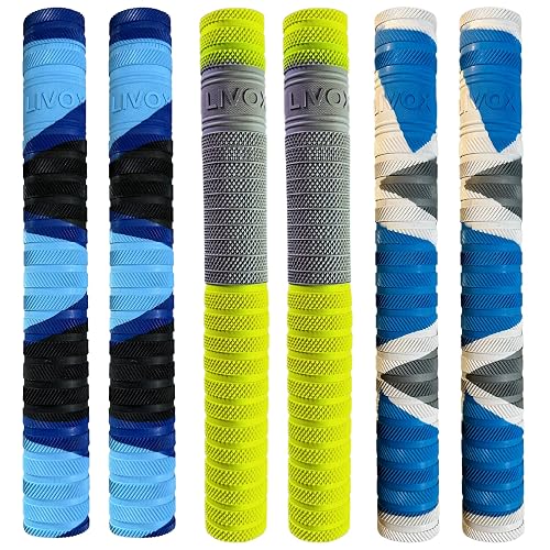 LIVOX Comfortable fit Cricket Bat Rubber Grips For Better Shock Absorption Ultra Tacky (Pack of 6)