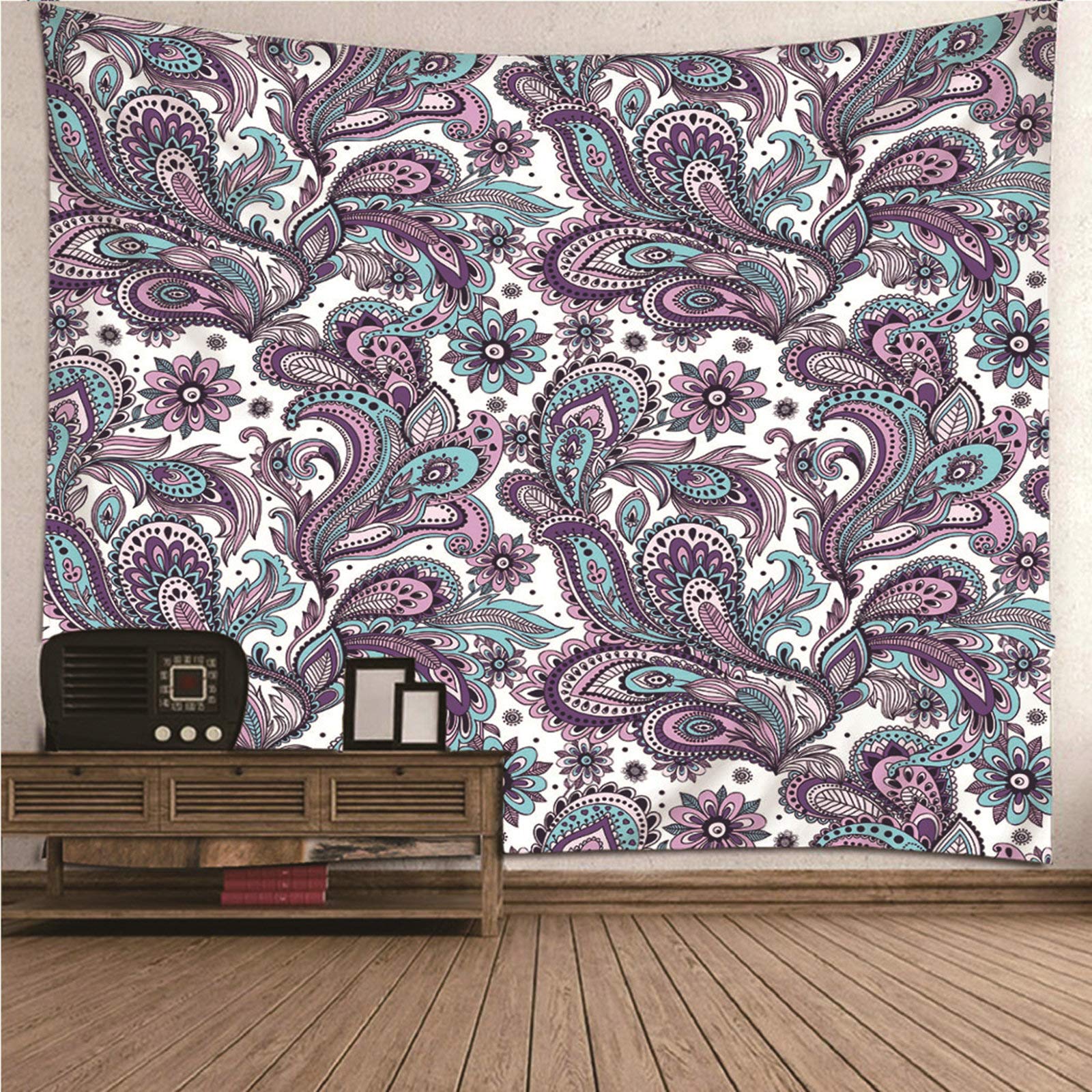Tapiz de pared para salón KnSam en lila y blanco: dale un toque floral y fresco a tu hogar