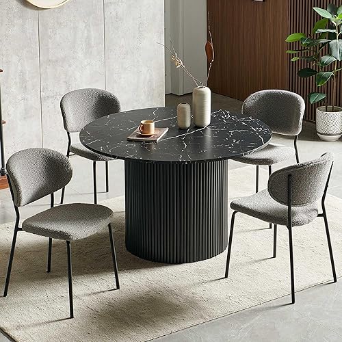 Miniatura 11 de NORDICANA Juego de mesa de comedor de 5 piezas, juego de comedor de 47 pulgadas para 4, mesa de cocina redonda y sillas de comedor verdes, juego de