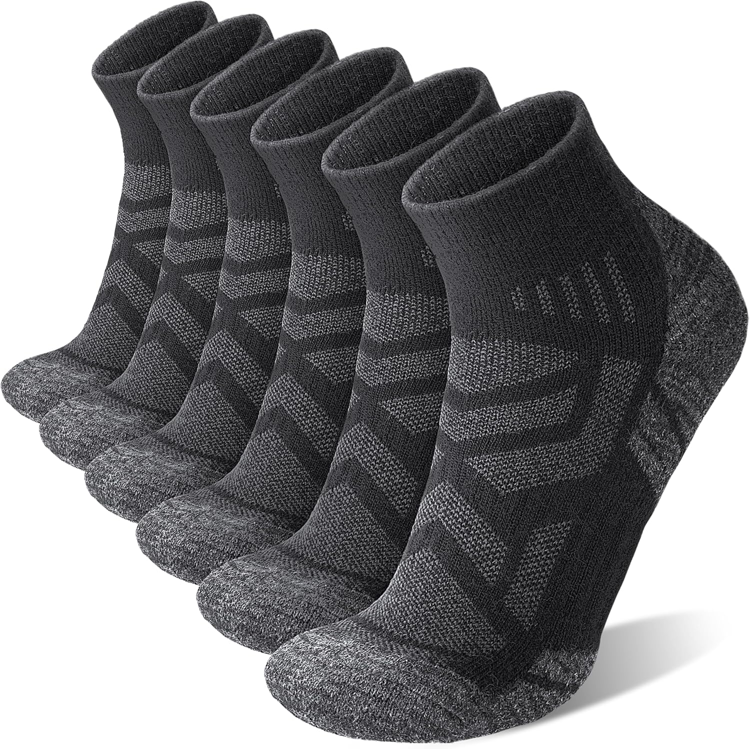 ANTSANG Merino Wool Hiking Running Socks, Warm Quarter Ankle Socks for Men and Women, 6 Pairs