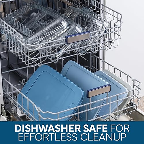 Miniatura 7 de COOK WITH COLOR Juego de 8 platos para hornear de vidrio profundo con tapas de plástico, cazuela y recipientes de almacenamiento de alimentos para