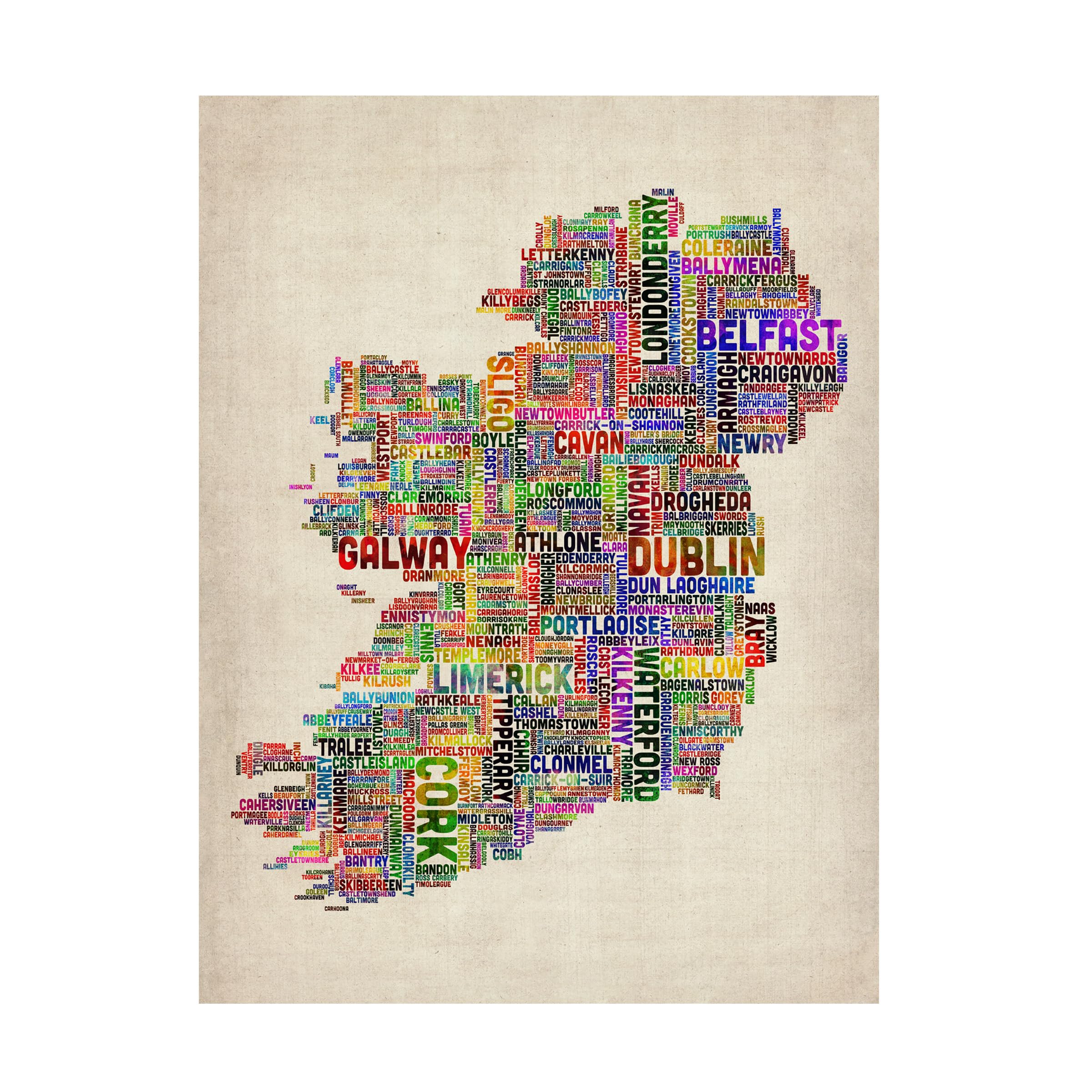 Michael Tompsett Ireland City Text Map II Canvas Art