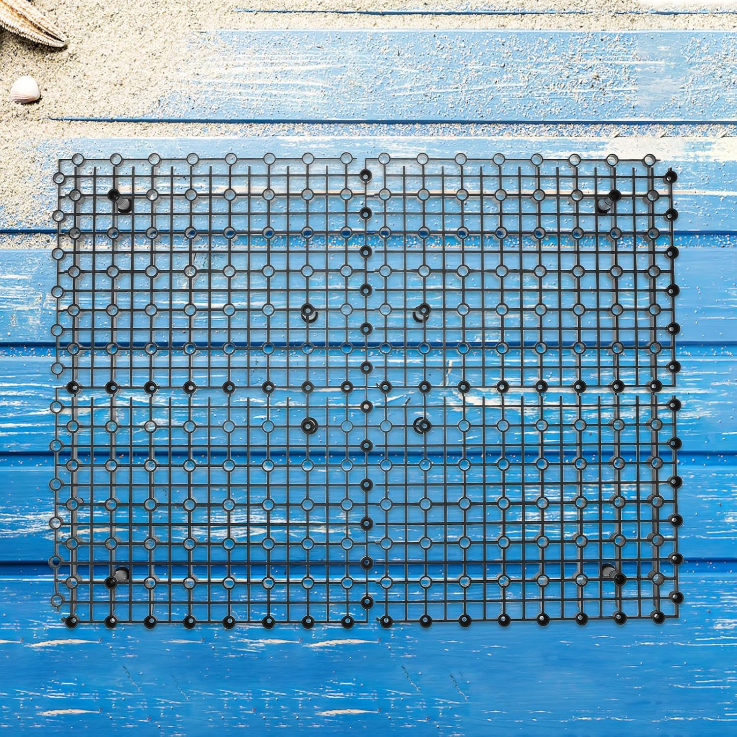 4pcs Heavy Duty Fountain Grate Panels - 10x7.7x0.4in Reservoir Support Grid Grate with Feet for Garden Pond Filtration and Waterfall Feature